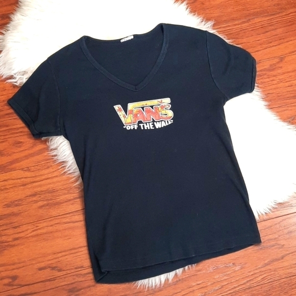 90's Vintage Vans Vneck Fitted Tshirt - Picture 1 of 4